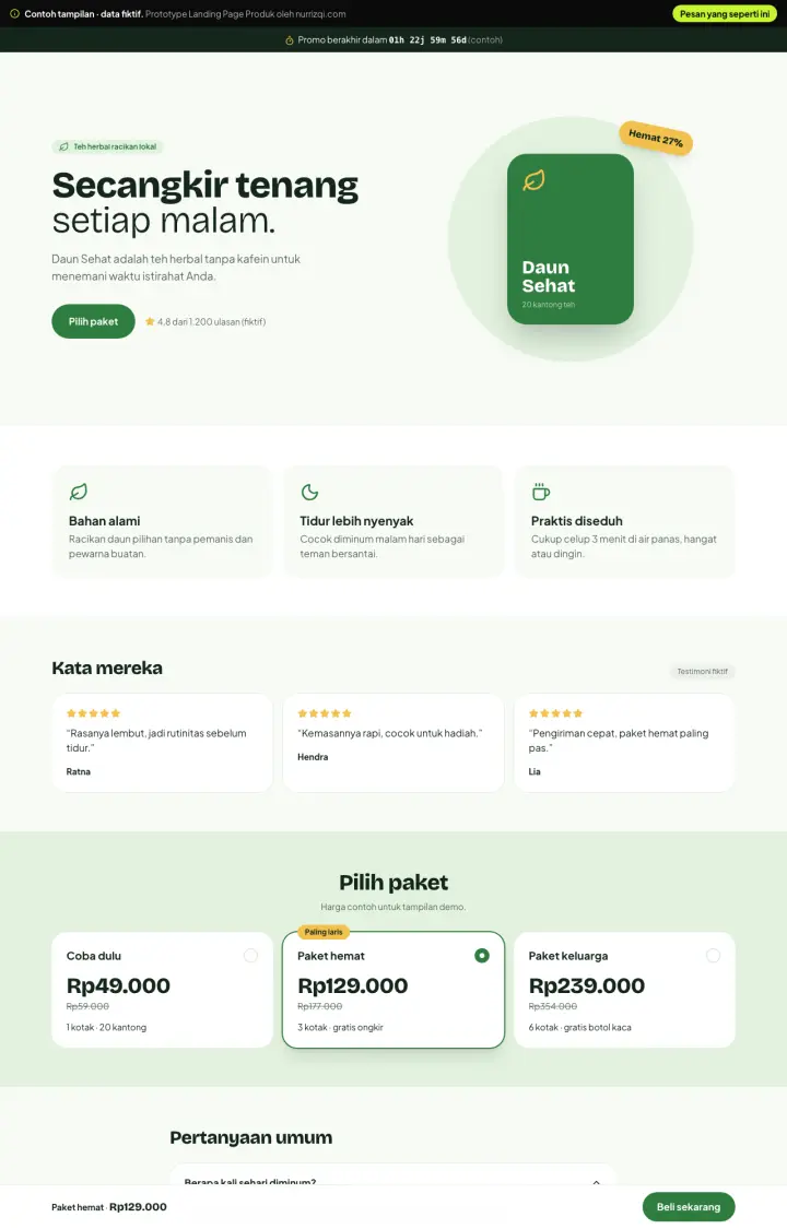Landing Page Product demo preview